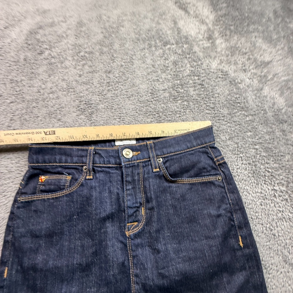 Hudson USA Dark Wash Denim Jean Mini Skirt Raw Hem Womens 24 Stretch Cotton - Picture 7 of 7